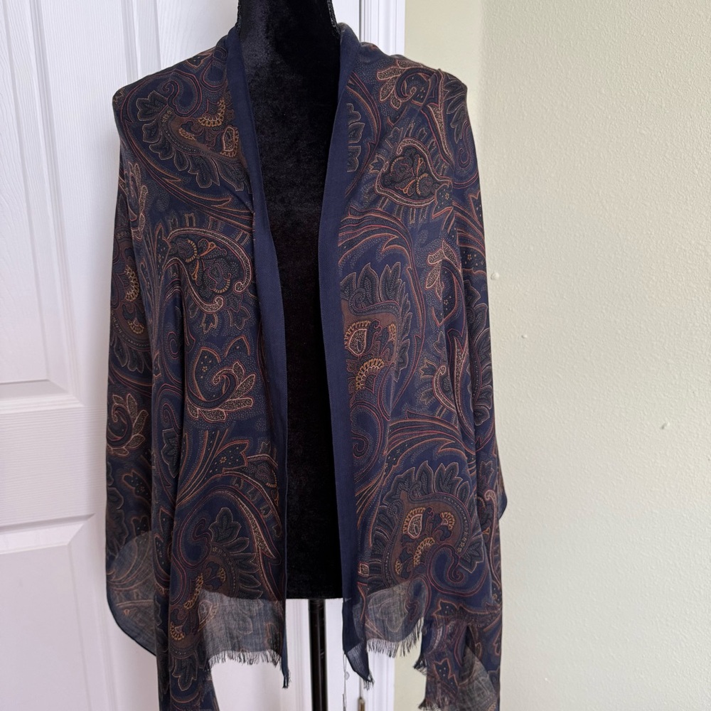 NEW Daniel Cremieux Signature Collection Paisley Print Wool Scarf Italy